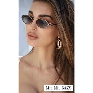 MIU MIU MU 54ZS 7OE5D1 Antique Gold Grey Gradient Women Sunglasses AUTHENTIC